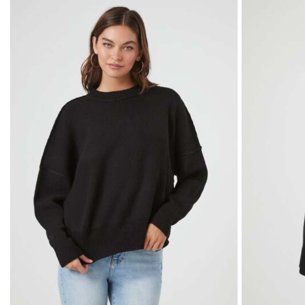 Brand new Ribbed Drop-Sleeve Sweater black sweater